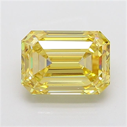 Picture of Lab Grown Diamond 3.80 Carats, Emerald with  Cut, Fancy Yellow Color, VS1 Clarity and Certified by IGI