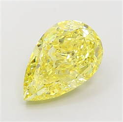 Picture of Lab Grown Diamond 5.01 Carats, Pear with  Cut, Fancy Intense Yellow Color, VS2 Clarity and Certified by IGI