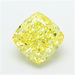 Picture of Lab Grown Diamond 3.07 Carats, CUSHION MODIFIED with  Cut, Fancy Vivid Yellow Color, VS2 Clarity and Certified by IGI