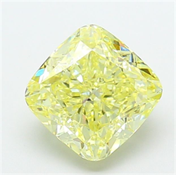 Picture of Lab Grown Diamond 2.50 Carats, CUSHION MODIFIED with  Cut, Fancy Intense Yellow Color, VS1 Clarity and Certified by IGI