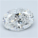 Natural Diamond 1.70 Carats, Oval with  Cut, D Color, VVS2 Clarity and Certified by GIA
