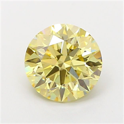 Picture of Lab Grown Diamond 1.50 Carats, Round with Excellent Cut, Fancy Yellow Color, VS1 Clarity and Certified by IGI