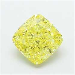 Picture of Lab Grown Diamond 2.55 Carats, CUSHION MODIFIED with  Cut, Fancy Intense Yellow Color, VS1 Clarity and Certified by IGI