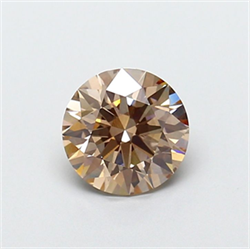 Picture of Lab Grown Diamond 1.30 Carats, Round with Ideal Cut, Fancy Light Brown Color, VS1 Clarity and Certified by IGI