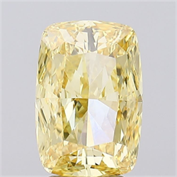 Picture of Lab Grown Diamond 4.06 Carats, CUSHION MODIFIED with  Cut, Fancy Intense Yellow Color, VVS2 Clarity and Certified by IGI
