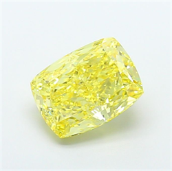 Picture of Lab Grown Diamond 5.04 Carats, CUSHION MODIFIED with  Cut, Fancy Intense Yellow Color, VVS2 Clarity and Certified by IGI