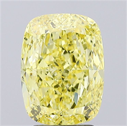 Picture of Lab Grown Diamond 3.47 Carats, CUSHION MODIFIED with  Cut, Fancy Intense Yellow Color, VS1 Clarity and Certified by IGI