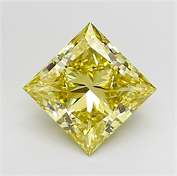 Picture of Lab Grown Diamond 3.03 Carats, Princess with  Cut, Fancy Intense Yellow Color, VVS2 Clarity and Certified by IGI