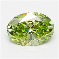 Picture of Lab Grown Diamond 2.57 Carats, Oval with  Cut, Fancy Vivid Green Color, VS1 Clarity and Certified by IGI