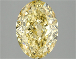 Picture of Lab Grown Diamond 3.10 Carats, Oval with  Cut, Fancy Vivid Yellow Color, VS1 Clarity and Certified by IGI