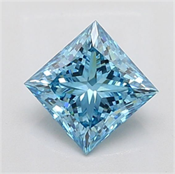 Picture of Lab Grown Diamond 1.56 Carats, Princess with  Cut, Fancy Vivid Blue Color, VS2 Clarity and Certified by IGI