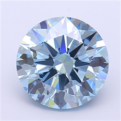 Picture of Lab Grown Diamond 2.91 Carats, Round with Ideal Cut, Fancy Vivid Blue Color, VS2 Clarity and Certified by IGI