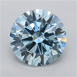 Picture of Lab Grown Diamond 1.51 Carats, Round with Ideal Cut, Fancy Vivid Blue Color, VVS2 Clarity and Certified by IGI