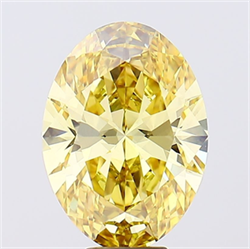 Picture of Lab Grown Diamond 8.04 Carats, Oval with  Cut, Fancy Vivid Yellow Color, VS1 Clarity and Certified by IGI
