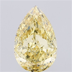 Picture of Lab Grown Diamond 2.51 Carats, Pear with  Cut, Fancy Intense Yellow Color, VS2 Clarity and Certified by IGI