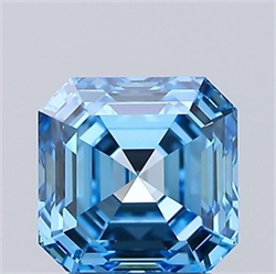 Picture of Lab Grown Diamond 2.01 Carats, Asscher with  Cut, Fancy Vivid Blue Color, VVS2 Clarity and Certified by IGI