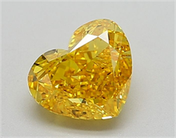 Picture of Lab Grown Diamond 1.32 Carats, Heart with  Cut, Fancy Vivid Yellow Color, IF Clarity and Certified by IGI