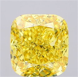 Picture of Lab Grown Diamond 10.16 Carats, CUSHION MODIFIED with  Cut, Fancy Vivid Yellow Color, VS1 Clarity and Certified by IGI