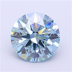 Picture of Lab Grown Diamond 1.23 Carats, Round with Ideal Cut, Fancy Vivid Blue Color, VVS1 Clarity and Certified by IGI