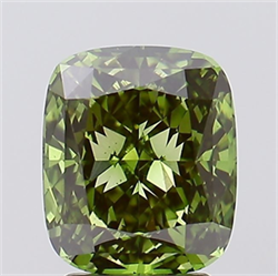 Picture of Lab Grown Diamond 3.12 Carats, CUSHION MODIFIED with  Cut, Fancy Vivid Green Color, VS2 Clarity and Certified by IGI