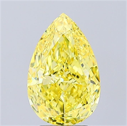 Picture of Lab Grown Diamond 3.58 Carats, Pear with  Cut, Fancy Vivid Yellow Color, VVS2 Clarity and Certified by IGI