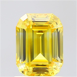 Picture of Lab Grown Diamond 1.53 Carats, Emerald with  Cut, Fancy Vivid Yellow Color, VVS1 Clarity and Certified by IGI