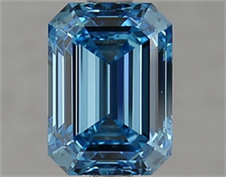 Picture of Lab Grown Diamond 1.51 Carats, Emerald with  Cut, Fancy Vivid Blue Color, VS1 Clarity and Certified by IGI