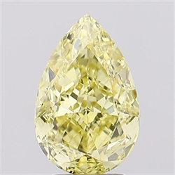 Picture of Lab Grown Diamond 3.57 Carats, Pear with  Cut, Fancy Intense Yellow Color, VS1 Clarity and Certified by IGI