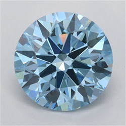 Picture of Lab Grown Diamond 1.50 Carats, Round with Ideal Cut, Fancy Vivid Blue Color, VVS2 Clarity and Certified by IGI