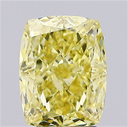 Picture of Lab Grown Diamond 2.20 Carats, CUSHION MODIFIED with  Cut, Fancy Intense Yellow Color, VS1 Clarity and Certified by IGI