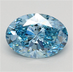 Picture of Lab Grown Diamond 1.50 Carats, Oval with  Cut, Fancy Vivid Blue Color, VVS2 Clarity and Certified by IGI