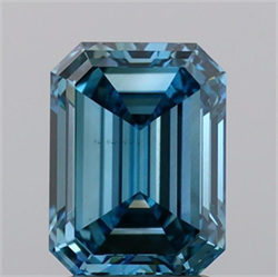 Picture of Lab Grown Diamond 2.00 Carats, Emerald with  Cut, Fancy Vivid Blue Color, VS1 Clarity and Certified by IGI