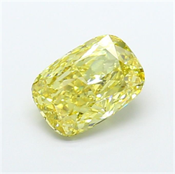 Picture of Lab Grown Diamond 4.04 Carats, CUSHION MODIFIED with  Cut, Fancy Intense Yellow Color, VS1 Clarity and Certified by IGI