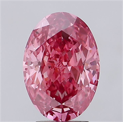 Picture of Lab Grown Diamond 4.12 Carats, Oval with  Cut, Fancy Vivid Pink Color, VVS2 Clarity and Certified by IGI