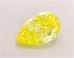 Picture of Lab Grown Diamond 1.52 Carats, Pear with  Cut, Fancy Vivid Yellow Color, VVS2 Clarity and Certified by IGI