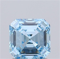 Picture of Lab Grown Diamond 1.27 Carats, Asscher with  Cut, Fancy Vivid Blue Color, IF Clarity and Certified by IGI