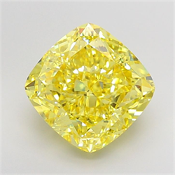 Picture of Lab Grown Diamond 9.08 Carats, CUSHION MODIFIED with  Cut, Fancy Vivid Yellow Color, VS1 Clarity and Certified by IGI