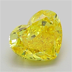 Picture of Lab Grown Diamond 1.49 Carats, Heart with  Cut, Fancy Vivid Yellow Color, VVS2 Clarity and Certified by IGI