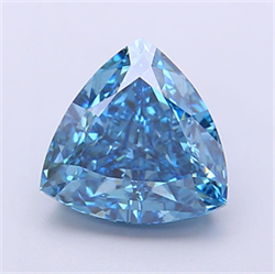 Picture of Lab Grown Diamond 2.19 Carats, TRIANGULAR with  Cut, Fancy Vivid Blue Color, VS2 Clarity and Certified by IGI