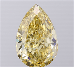 Picture of Lab Grown Diamond 5.09 Carats, Pear with  Cut, Fancy Intense Yellow Color, VS1 Clarity and Certified by IGI