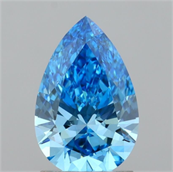 Picture of Lab Grown Diamond 1.59 Carats, Pear with  Cut, Fancy Vivid Blue Color, VVS2 Clarity and Certified by IGI