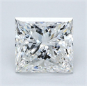 Natural Diamond 1.70 Carats, Princess with  Cut, F Color, SI1 Clarity and Certified by GIA