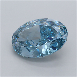 Picture of Lab Grown Diamond 3.01 Carats, Oval with  Cut, Fancy Vivid Blue Color, VVS1 Clarity and Certified by IGI