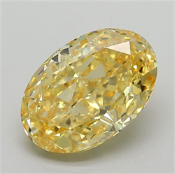 Picture of Lab Grown Diamond 3.04 Carats, Oval with  Cut, Fancy Vivid Yellow Color, VS1 Clarity and Certified by IGI