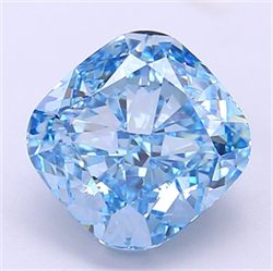 Picture of Lab Grown Diamond 3.91 Carats, CUSHION MODIFIED with  Cut, Fancy Vivid Blue Color, VS1 Clarity and Certified by IGI