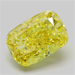 Picture of Lab Grown Diamond 5.00 Carats, CUSHION MODIFIED with  Cut, Fancy Vivid Yellow Color, VS2 Clarity and Certified by IGI