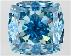 Picture of Lab Grown Diamond 4.10 Carats, CUSHION MODIFIED with  Cut, Fancy Vivid Blue Color, VVS2 Clarity and Certified by IGI