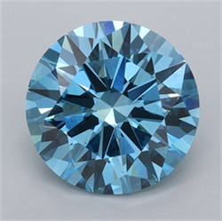 Picture of Lab Grown Diamond 1.96 Carats, Round with Ideal Cut, Fancy Vivid Blue Color, VVS2 Clarity and Certified by IGI