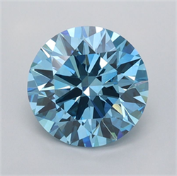 Picture of Lab Grown Diamond 1.53 Carats, Round with Ideal Cut, Fancy Vivid Blue Color, VVS2 Clarity and Certified by IGI