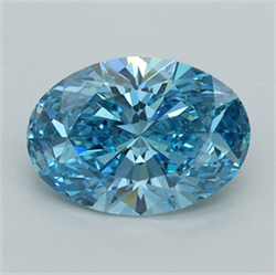 Picture of Lab Grown Diamond 1.52 Carats, Oval with  Cut, Fancy Vivid Blue Color, VVS2 Clarity and Certified by IGI